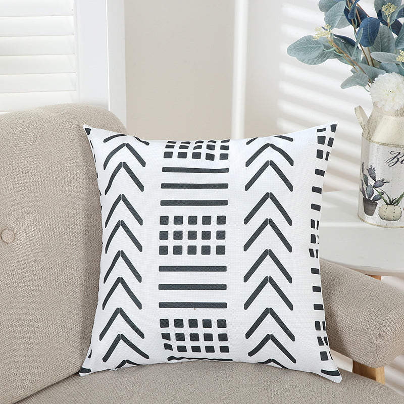Office Sofa Geometric Line Print Pillowcase 45x45cm Modern Decor