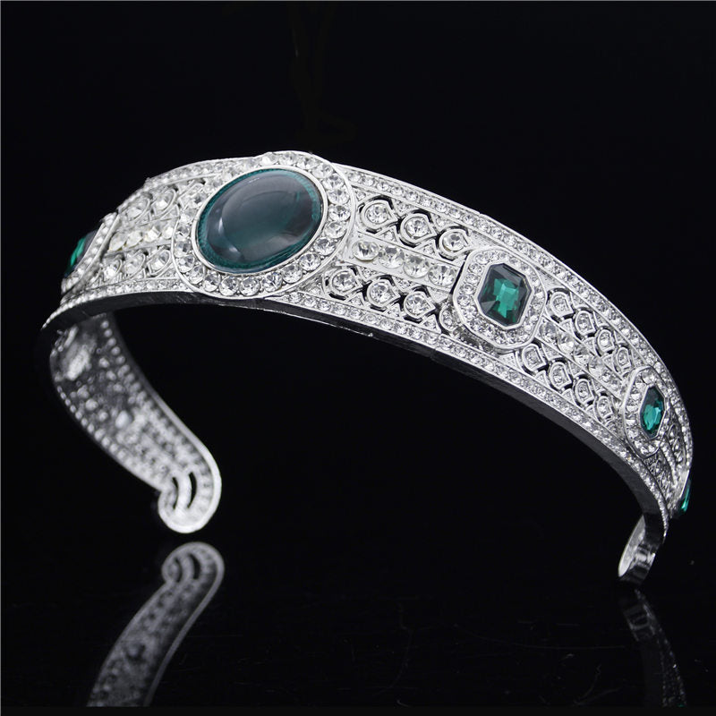 Baroque Crown Tiara - Green