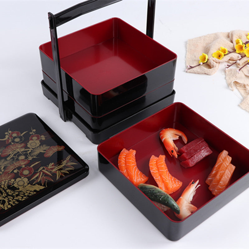 Three-Layer Japanese-Style Portable Lunch Box with Food-Grade ABS