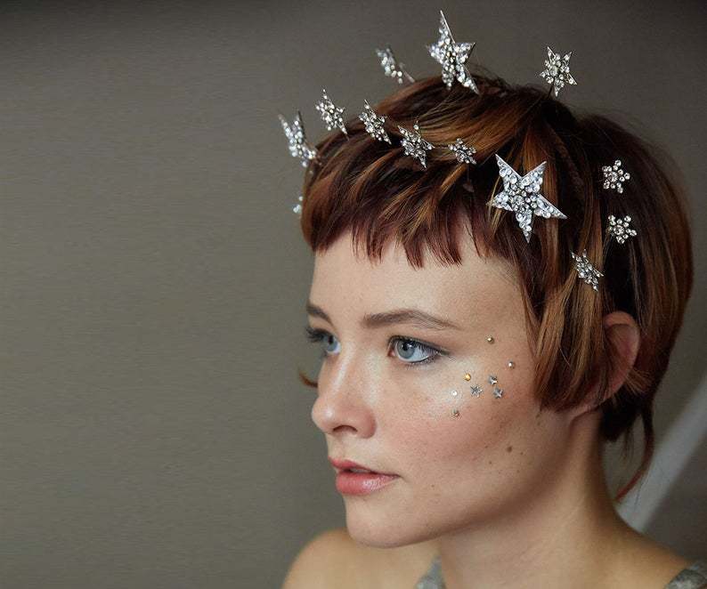 Bridal Star Crown Headpiece – White Crystal