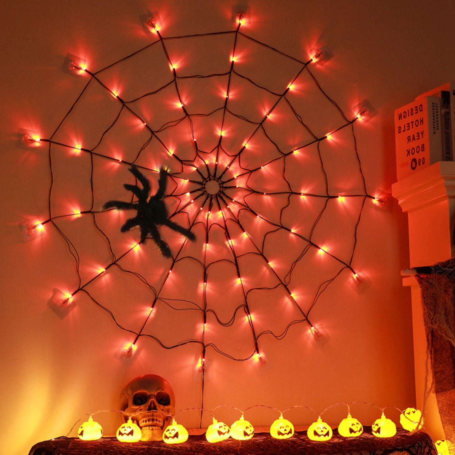 Halloween Spider Web Light with Remote Control - 70 LED, 8 Modes