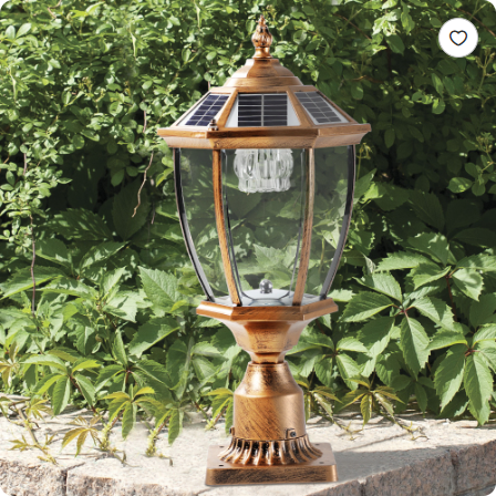 Golden Solar Powered Outdoor Lantern - Vintage Garden Light for Pathways & Yards - Bronze