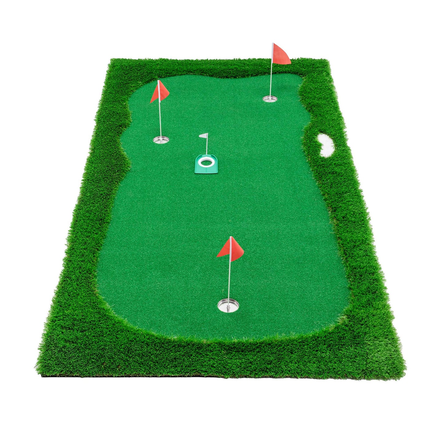 Golf Putting Green Mat - 10x5 FT with 3 Holes and Flags