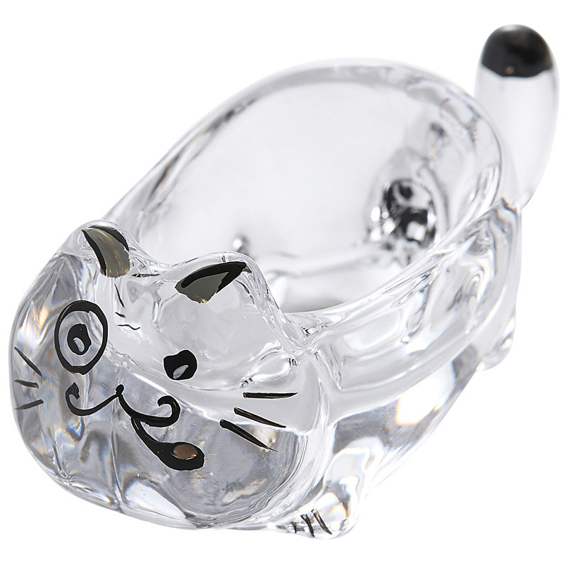 Cat Crystal Glass Saucer Dish for Kitchen & Dining - Multiple Colors