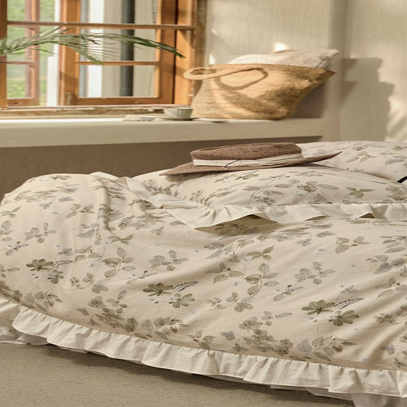 Cotton Linen Bed Sheets Set - Washed Four-Piece Bedding Collection
