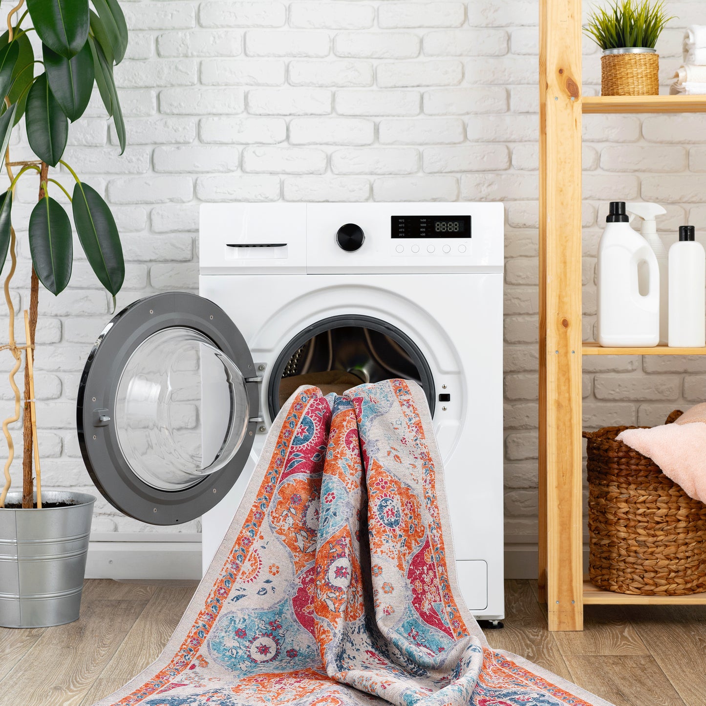 MAVAL Cream Washable Rug 3x5 Area Cream, 3' X 5'