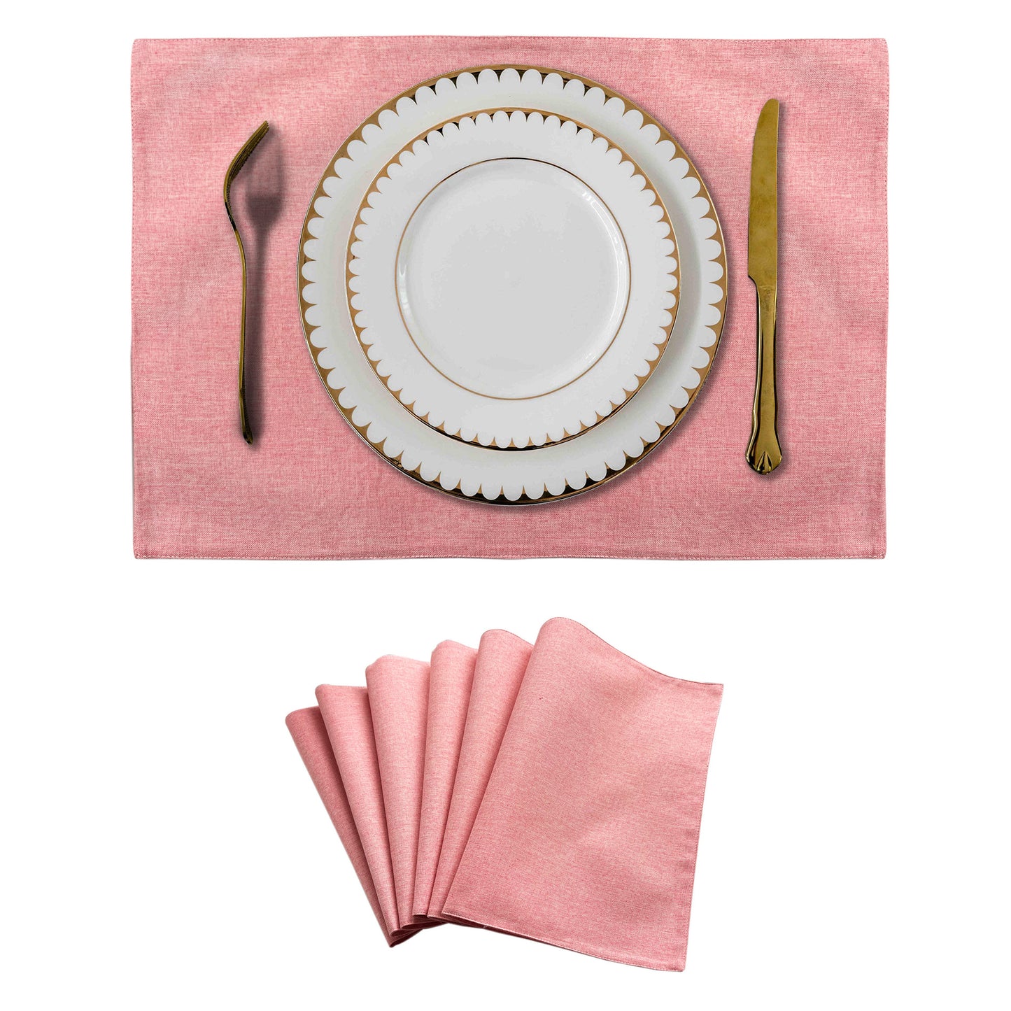 Solid Color Double-Layer Linen Placemat Heat-Insulating Non-Slip 33x48cm