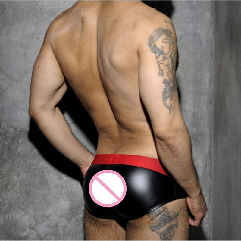 Men's Elastic Imitation Leather Patent Leather Briefs - Breathable & Comfortable