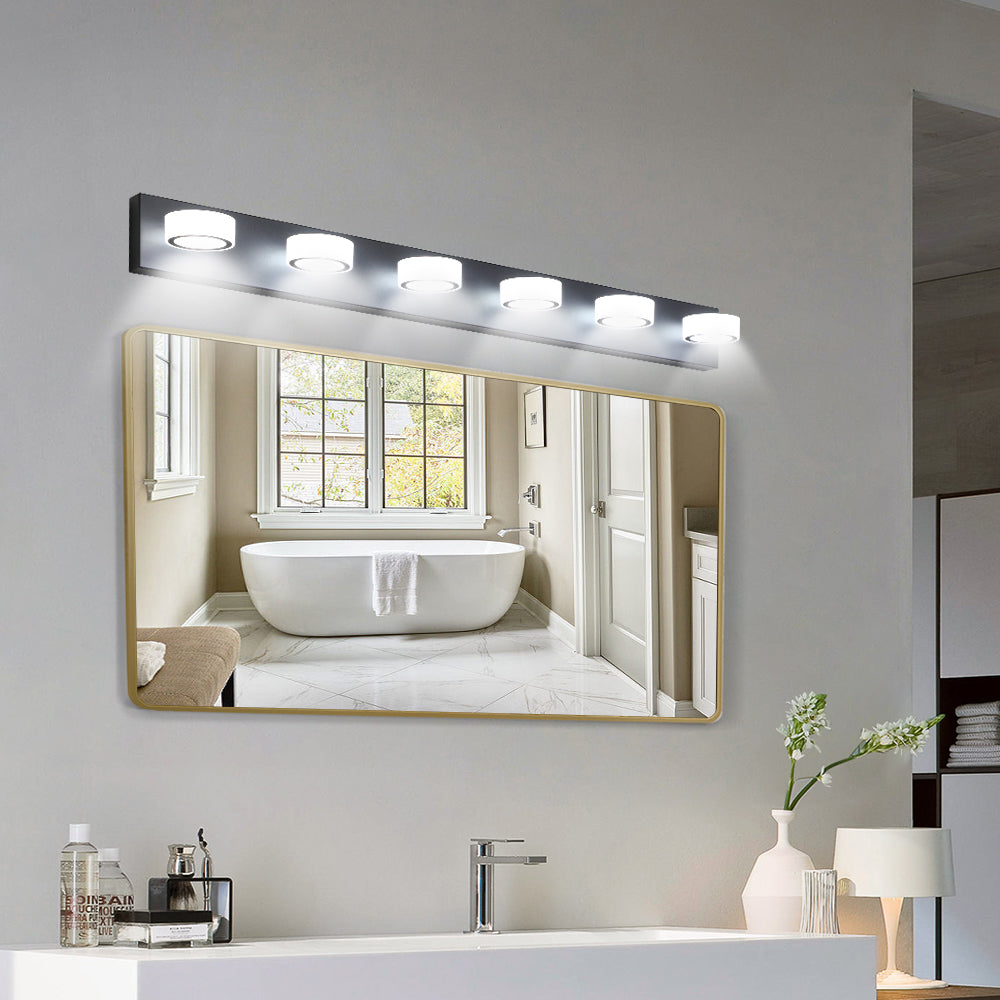 36W Dimmable 6-Light LED Vanity Light Fixture - Black