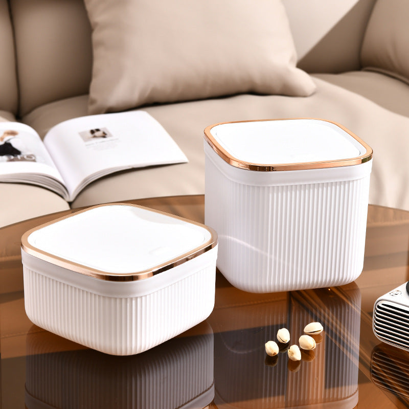 Desktop Trash Can Push-Style Waste Bin 4L Light Luxury Storage Bucket