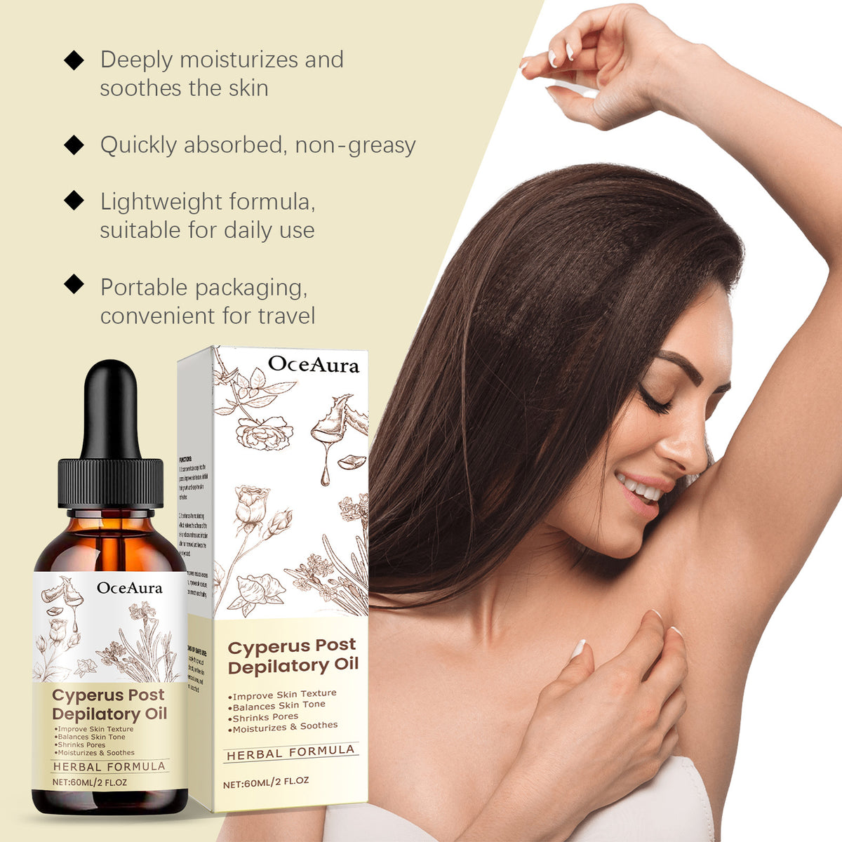 Hair Removal Treatment Oil Mild Ingredients Moisturizing Nourishing