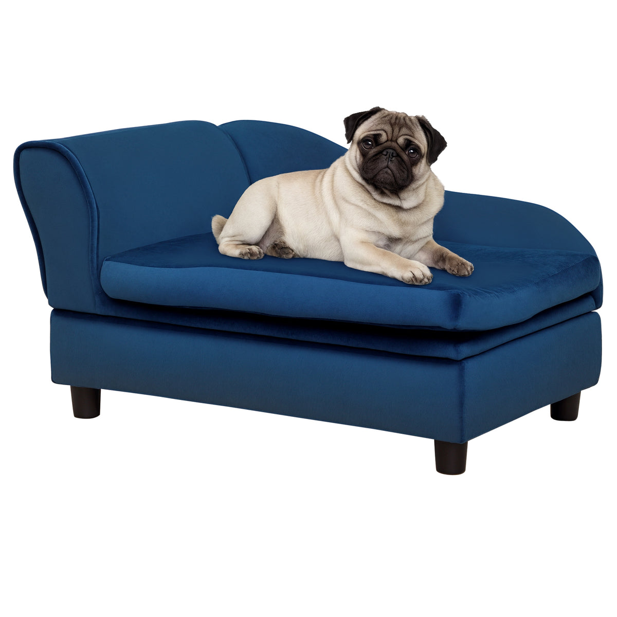 Pet Sofa Bed Couch with Storage for Cats and Small Dogs - Blue, 740x485x165mm