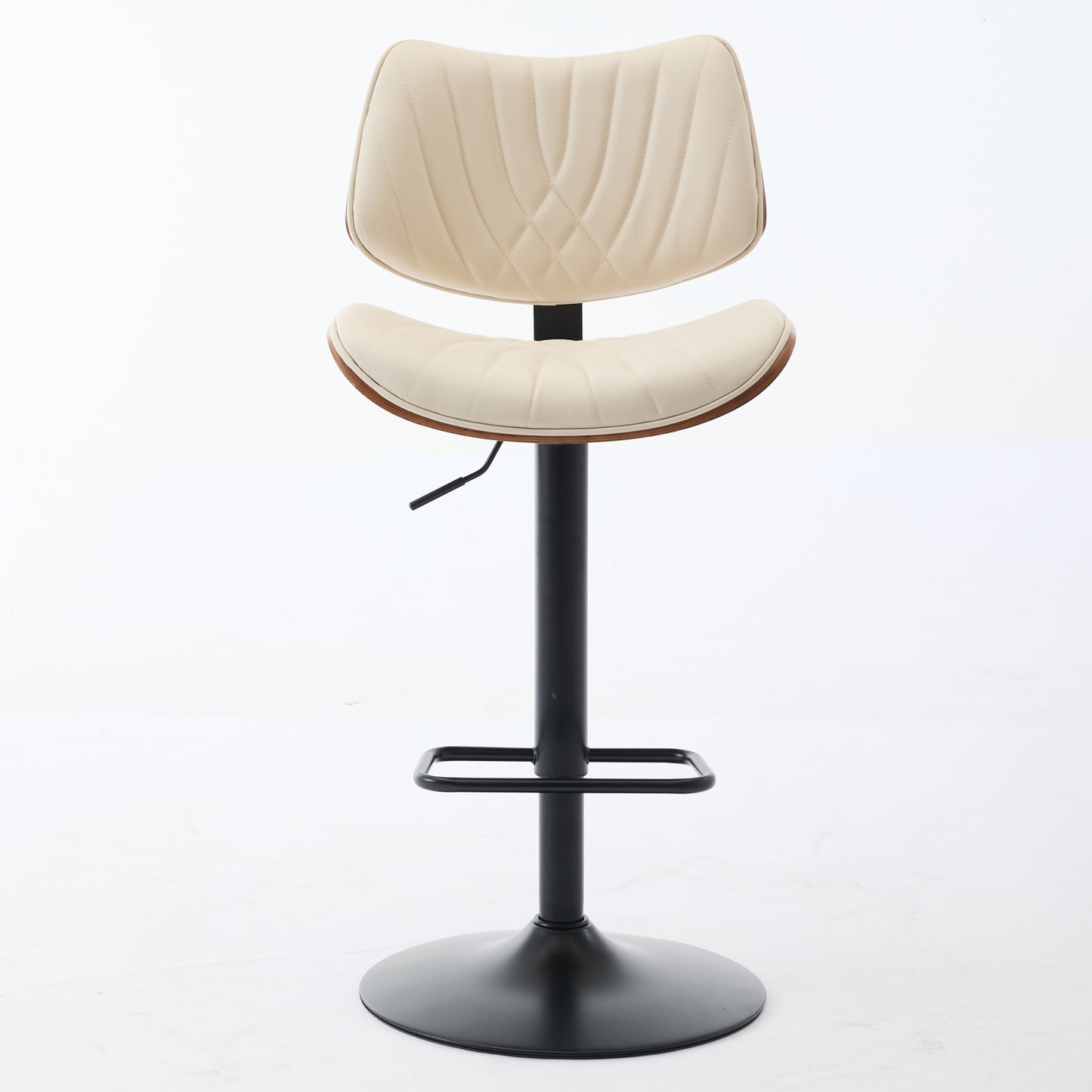 Beige Walnut Bentwood Bar Stool - Mid Century Modern Adjustable Height
