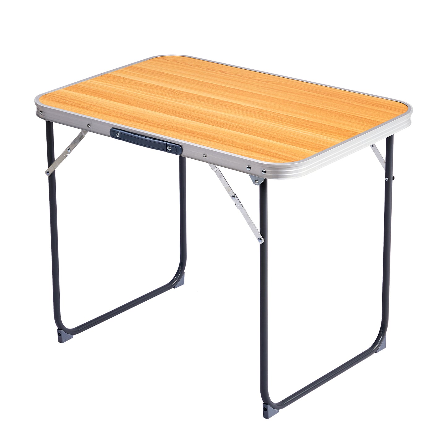 2.3ft Wood Grain Aluminum Camping Folding Table - 50kg Capacity