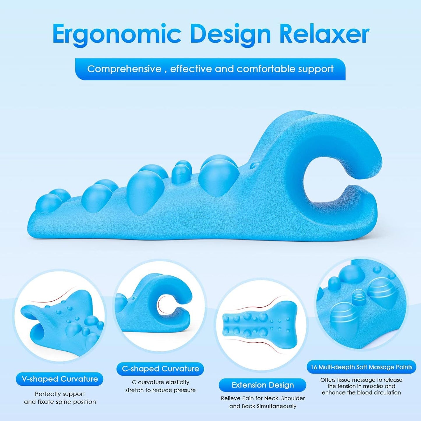 Cervical Traction Pillow for Neck Pain Relief - Massage Pillow for Adults