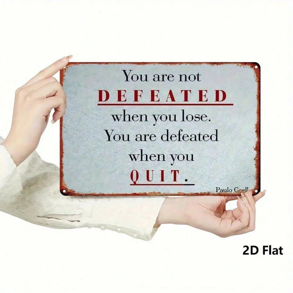 Never Give Up Inspirational Metal Sign - Vintage Wall Art 8x12