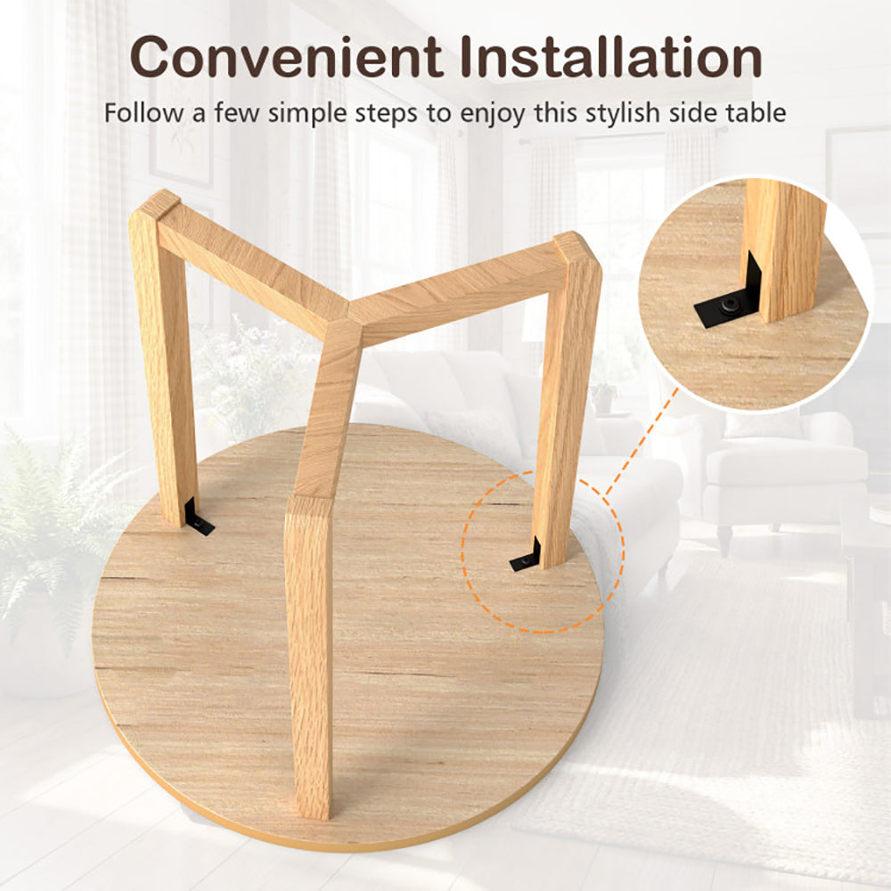 22.5 Inch Round Farmhouse Side Table with Sturdy Wood Legs