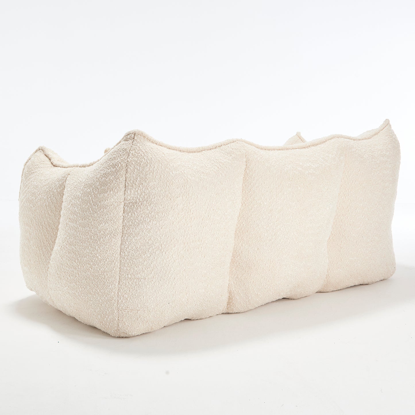 Soft Chenille Beanbag Chair for Two - Beige Recliner Sofa