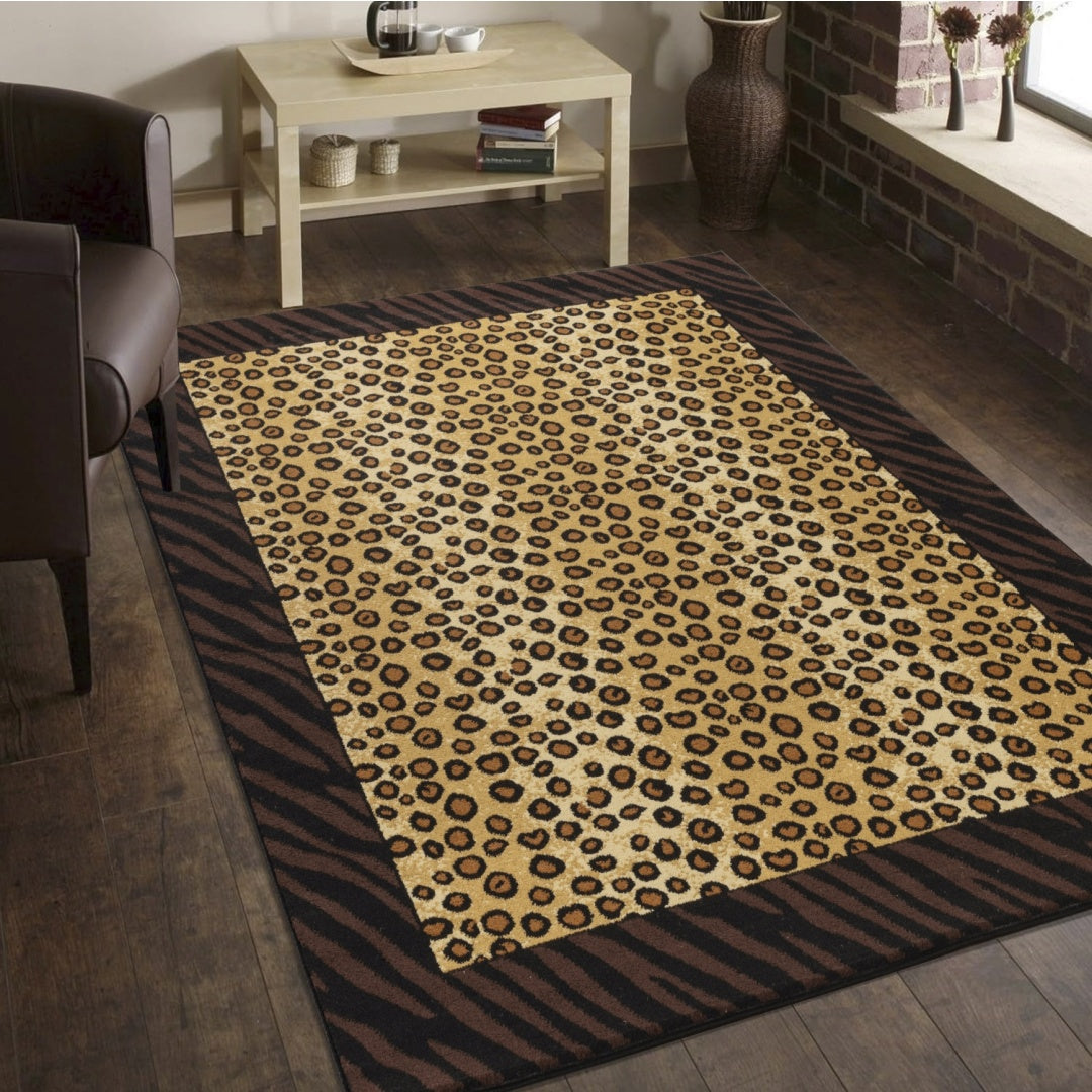Animal Print Area Rug - 5'3" x 7'3" Beige & Black