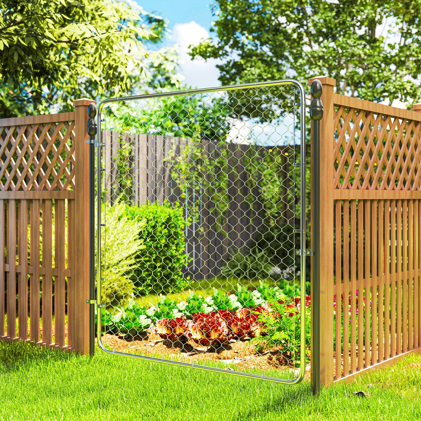 Galvanized Steel Garden Gate - 70.9 x 70.9 in. Silver