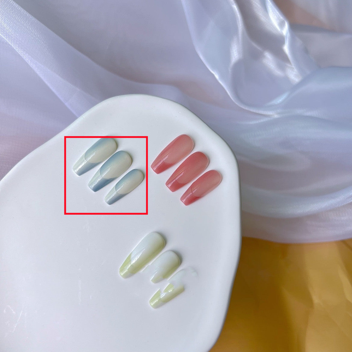 Two Tone Gradient Detachable Press-On Nails - 10 Pack