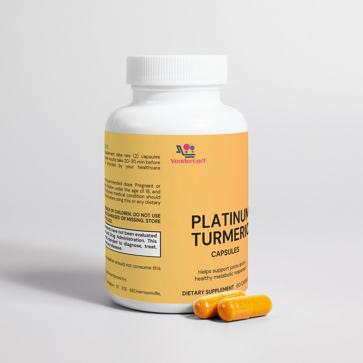 Platinum Turmeric Joint Support Supplement - 60 Capsules with Glucosamine