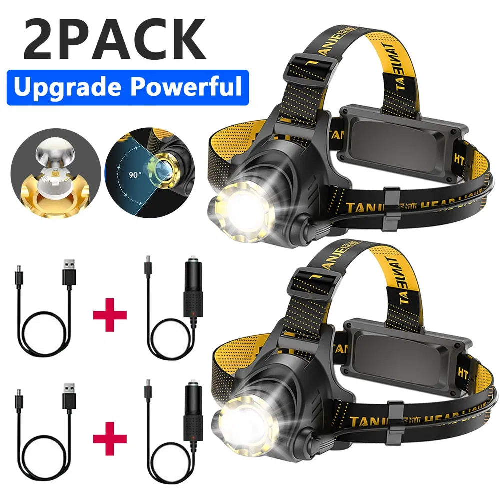 99000000LM Rechargeable LED Headlamp - 3 Lighting Modes