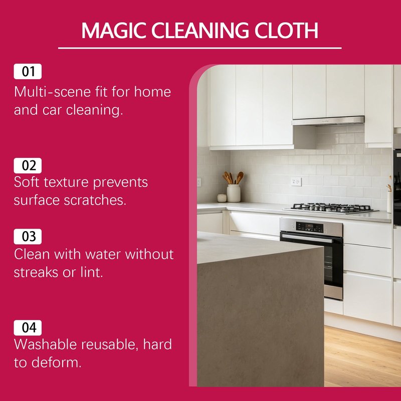 Multi-Purpose Cleaning Cloth 6-Pack for Kitchen, Glass, Car Surfaces