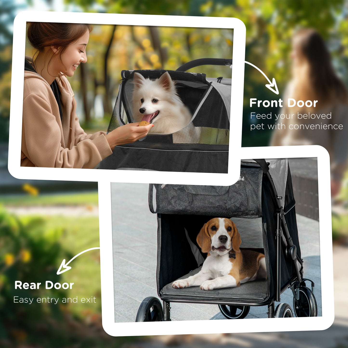 Foldable Dog Stroller for Large & Medium Dogs up to 66 Lbs. with Mesh Window