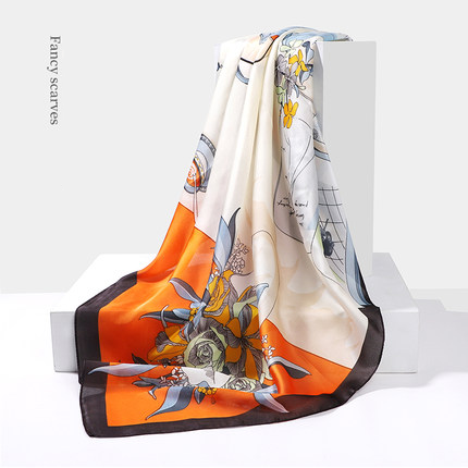 Women's Geometric Square Scarf - Large Polyester Fashion Accessory