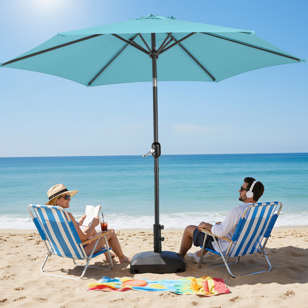 9ft Patio Umbrella - Sky Blue Outdoor Market Umbrella with Tilt & Crank