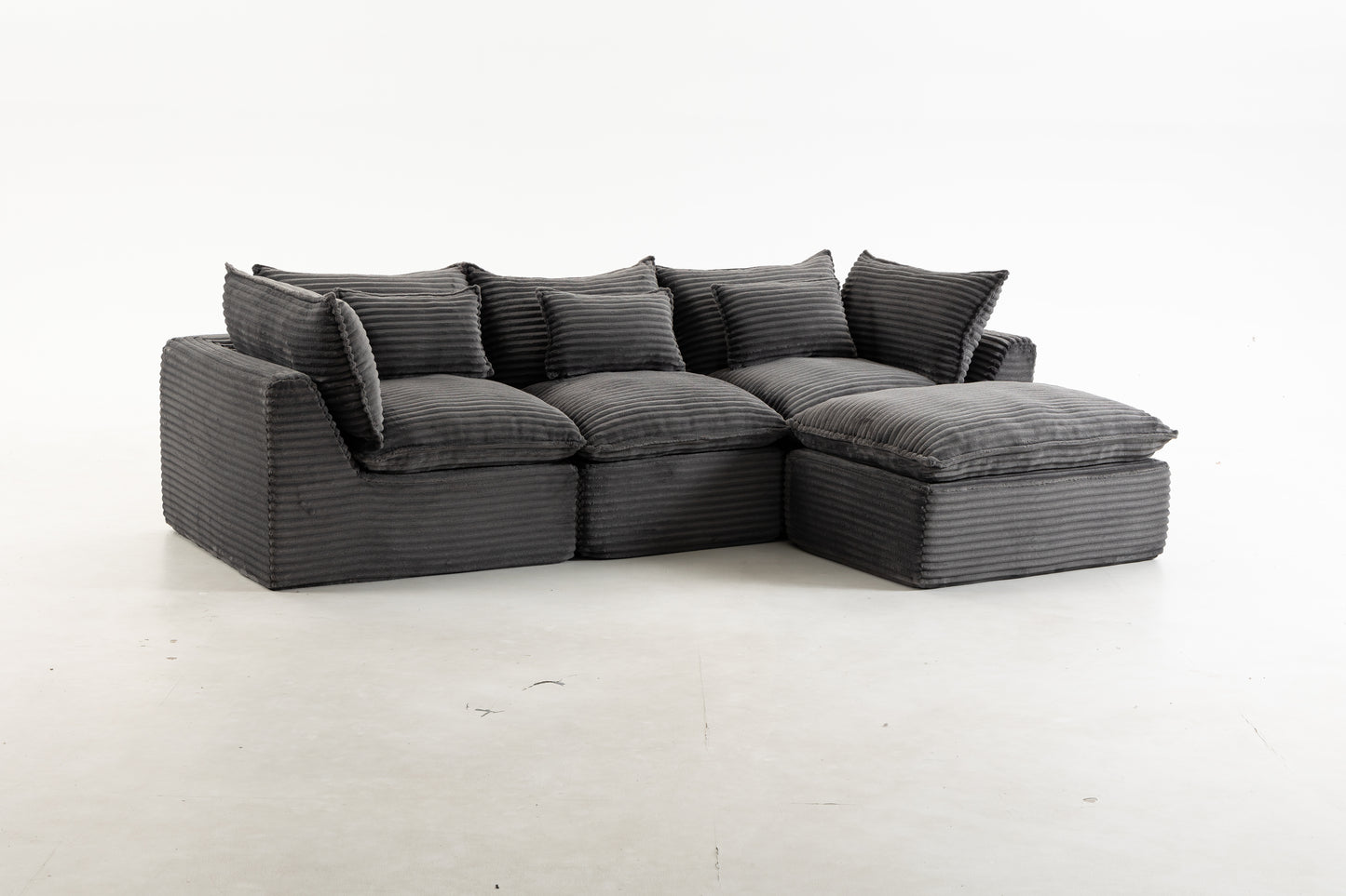 102.3" Modular Sectional Sofa - Comfy Corduroy in Antique Grey