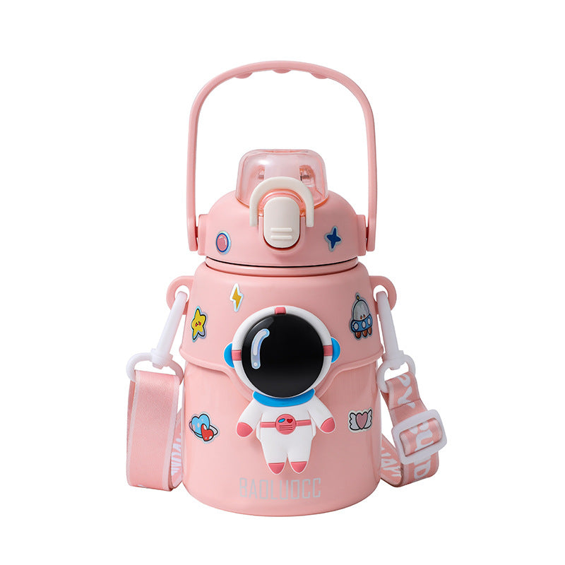 Large Capacity Stainless Steel Insulated Travel Mug - 850ML, Cartoon Design