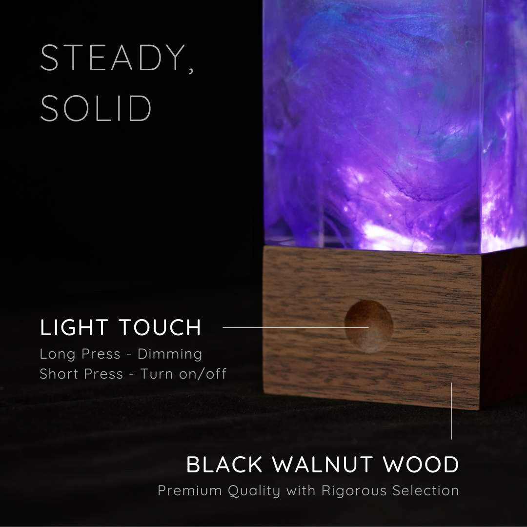 Purple Handcrafted Galaxy Cube Night Light - Cosmic Ambient Lamp