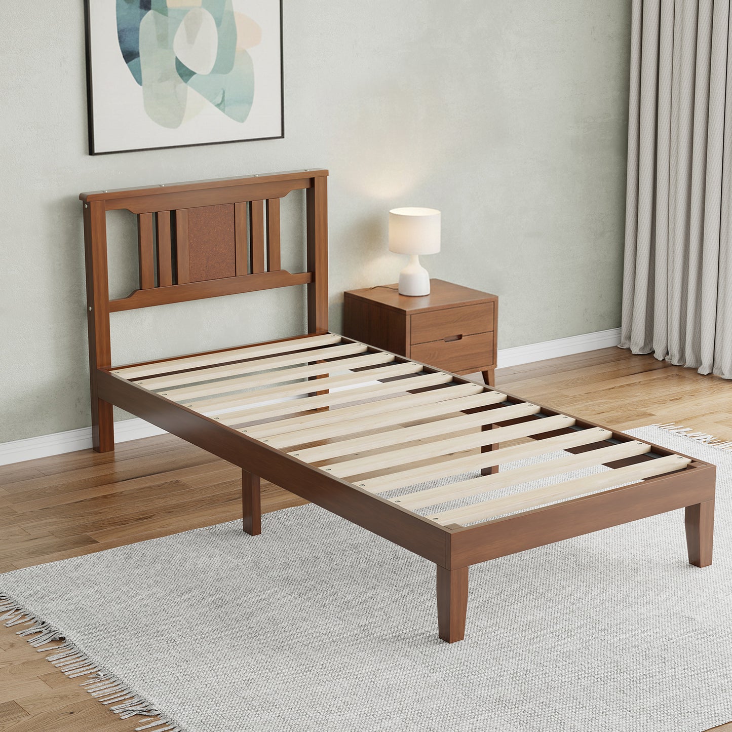 Sturdy Solid Wooden Bed Frame with Headboard - Multiple Sizes