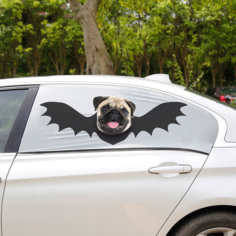 Halloween Car Window Sunshade Curtain Cover for Pets - Grey