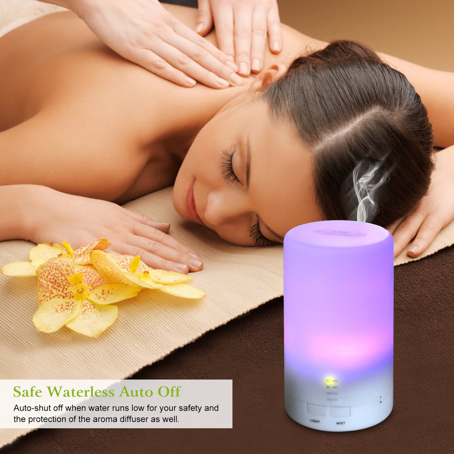 Mini Ultrasonic Aroma Diffuser with 7 Color LED Night Light and Timer for Office Home Spa