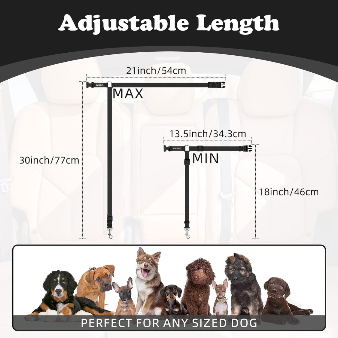 Dog Car Seat Belt Restraint with Adjustable Nylon Tether - Safe Travel Accessory