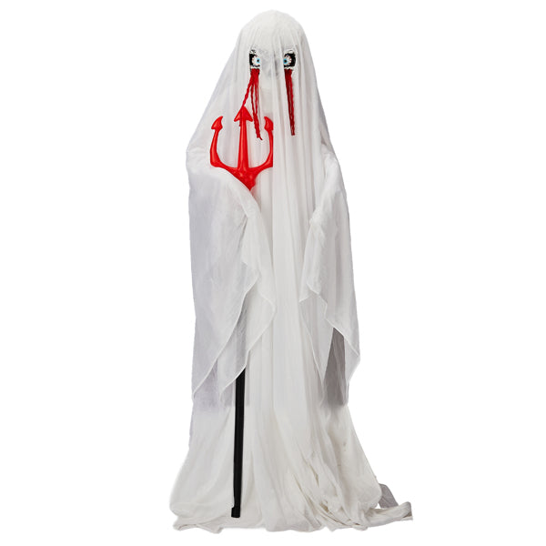 4.3ft Sound-Activated Halloween Ghost Animatronic with Trident