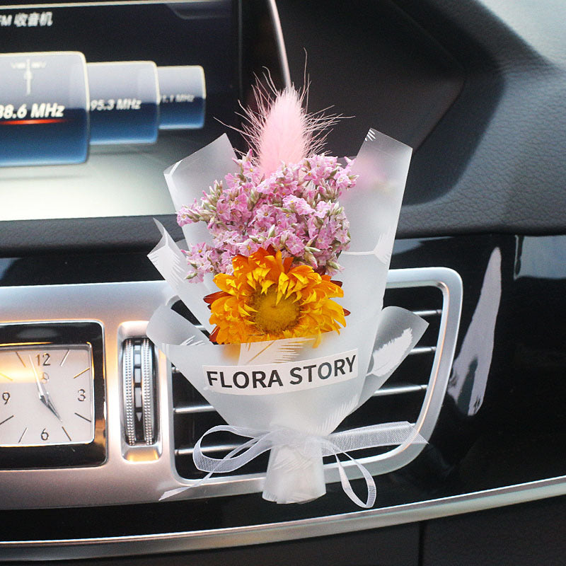 Decorative Dried Flowers Air Outlet Car Freshener - Colorful Aromatic Bouquet