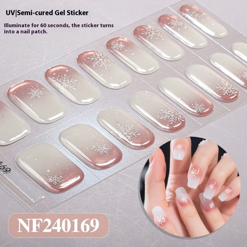 Semi-Cured Christmas Nail Stickers - Gel Nail Art Decals for Holiday Manicure