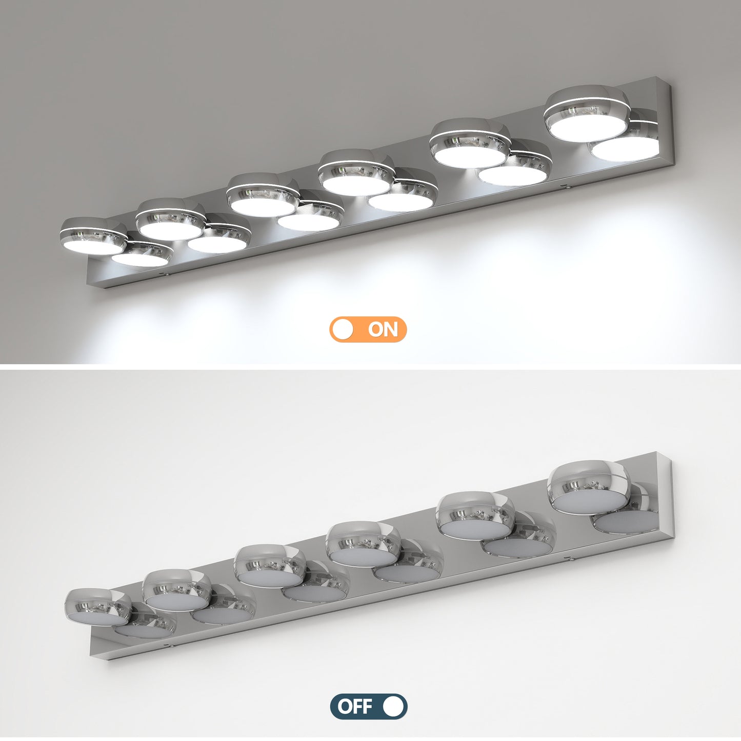 Modern LED Vanity Lights - 43in Bathroom Fixture with 6 Bulbs