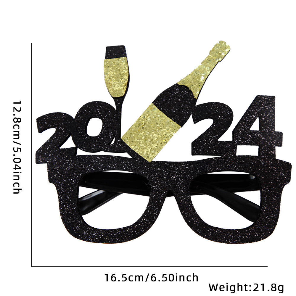 Funny New Year Party Glasses Photo Props - Holiday & Celebration Accessories