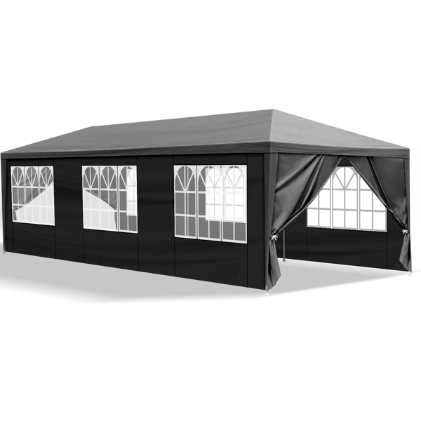10x30ft Waterproof Outdoor Party Tent with Removable Sidewalls for Events Black