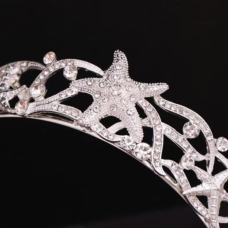 Starfish Alloy Rhinestone Headdress - Silver White