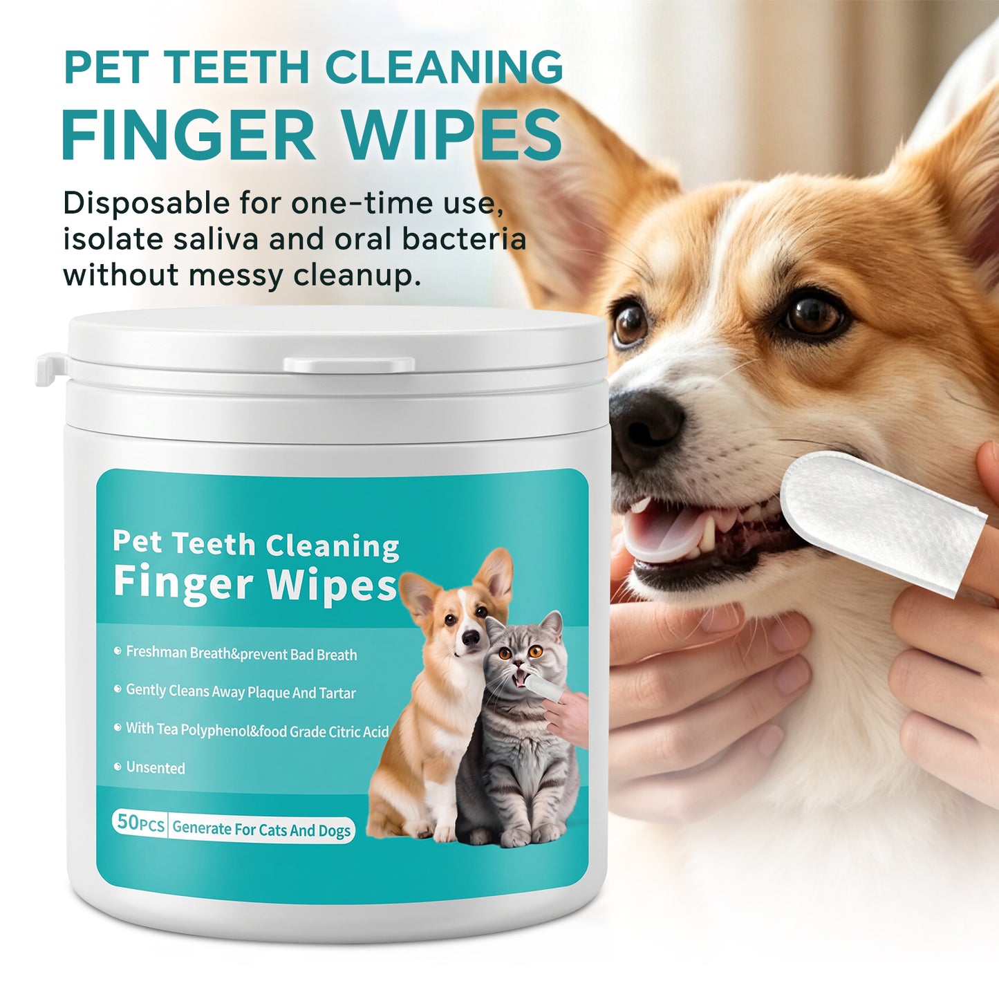 Pet Tooth Cleaning Wet Wipes - 50 Pieces, Self Pickup, Multiple Specifications
