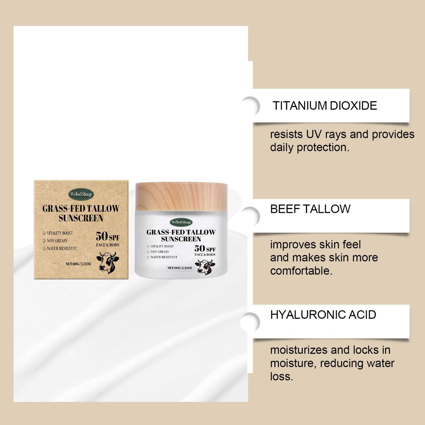 Moisturizing Protective Skin Cream with Hyaluronic Acid & Shea Butter – 60G