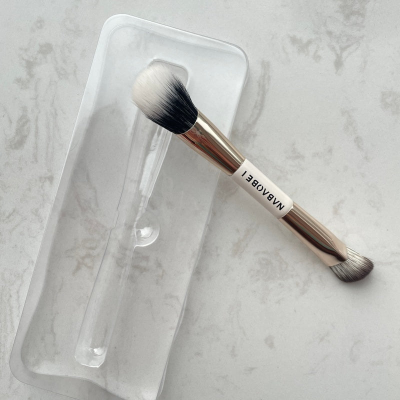 Double-Ended Blush and Contour Makeup Brush - Soft Fiber Bristles