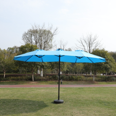 15x9ft Double-Sided Rectangular Patio Market Umbrella - Blue