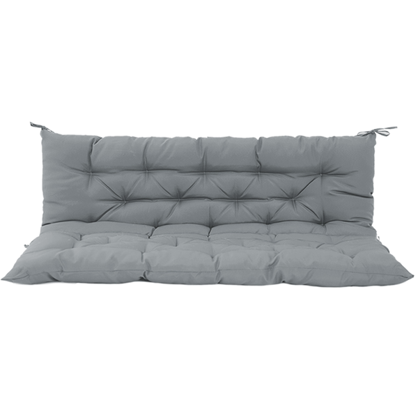 60-Inch Outdoor Swing Cushion - Waterproof, 4-Inch Thick with Backrest, Light Grey